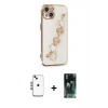 MARSİLYAN™- iPhone 14 Kılıf Nova Işık Prime - Şeffaf 360 Full Body Arka Koruyucu + Mavi Shine Kamera Lens
