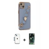 MARSİLYAN™- iPhone 14 Kılıf Nova Işık Prime - Şeffaf 360 Full Body Arka Koruyucu + Mavi Shine Kamera Lens