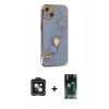 MARSİLYAN™- iPhone 14 Kılıf Nova Işık Prime - Şeffaf 360 Full Body Arka Koruyucu + PVD Metal Kamera Lens - SH
