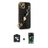 MARSİLYAN™- iPhone 14 Kılıf Nova Işık Prime - Şeffaf 360 Full Body Arka Koruyucu + PVD Metal Kamera Lens - SH