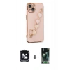MARSİLYAN™- iPhone 14 Kılıf Nova Işık Prime - Şeffaf 360 Full Body Arka Koruyucu + PVD Metal Kamera Lens - SH