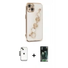 MARSİLYAN™- iPhone 14 Kılıf Nova Işık Prime - Şeffaf 360 Full Body Arka Koruyucu + Shine Kamera Lens - SH