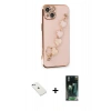 MARSİLYAN™- iPhone 14 Kılıf Nova Işık Prime - Şeffaf 360 Full Body Arka Koruyucu + Sierra Blue Diamond Kamera Lens