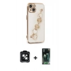 MARSİLYAN™- iPhone 14 Kılıf Nova Işık Prime - Şeffaf 360 Full Body Arka Koruyucu + PVD Metal Kamera Lens - YL