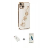 MARSİLYAN™- iPhone 14 Kılıf Nova Işık Prime - Şeffaf Pasifik Cam Ekran Koruyucu + Diamond Kamera Lens - KI