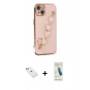 MARSİLYAN™- iPhone 14 Kılıf Nova Işık Prime - Şeffaf Pasifik Cam Ekran Koruyucu + Diamond Kamera Lens - KI