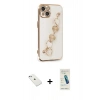 MARSİLYAN™- iPhone 14 Kılıf Nova Işık Prime - Şeffaf Pasifik Cam Ekran Koruyucu + Diamond Kamera Lens - SABE