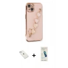 MARSİLYAN™- iPhone 14 Kılıf Nova Işık Prime - Şeffaf Pasifik Cam Ekran Koruyucu + Diamond Kamera Lens - SABE