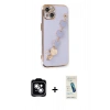 MARSİLYAN™- iPhone 14 Kılıf Nova Işık Prime - Şeffaf Pasifik Cam Ekran Koruyucu + PVD Metal Kamera Lens - GS