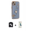 MARSİLYAN™- iPhone 14 Kılıf Nova Işık Prime - Şeffaf Pasifik Cam Ekran Koruyucu + PVD Metal Kamera Lens - GS