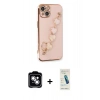 MARSİLYAN™- iPhone 14 Kılıf Nova Işık Prime - Şeffaf Pasifik Cam Ekran Koruyucu + PVD Metal Kamera Lens - GS