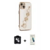 MARSİLYAN™- iPhone 14 Kılıf Nova Işık Prime - Şeffaf Pasifik Cam Ekran Koruyucu + PVD Metal Kamera Lens - GS