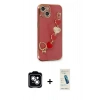 MARSİLYAN™- iPhone 14 Kılıf Nova Işık Prime - Şeffaf Pasifik Cam Ekran Koruyucu + PVD Metal Kamera Lens - GS