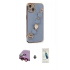 MARSİLYAN™- iPhone 14 Kılıf Nova Işık Prime - Şeffaf Pasifik Cam Ekran Koruyucu + Raze Metal Kamera Lens - KI