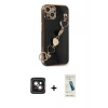 MARSİLYAN™- iPhone 14 Kılıf Nova Işık Prime - Şeffaf Pasifik Cam Ekran Koruyucu + PVD Metal Kamera Lens - PE