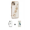 MARSİLYAN™- iPhone 14 Kılıf Nova Işık Prime - Şeffaf Pasifik Cam Ekran Koruyucu + Shine Kamera Lens - GI