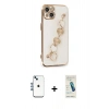 MARSİLYAN™- iPhone 14 Kılıf Nova Işık Prime - Şeffaf Pasifik Cam Ekran Koruyucu + Shine Kamera Lens - MI