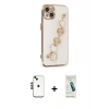 MARSİLYAN™- iPhone 14 Kılıf Nova Işık Prime - Şeffaf Pasifik Cam Ekran Koruyucu + Shine Kamera Lens - SH