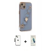 MARSİLYAN™- iPhone 14 Kılıf Nova Işık Prime - Şeffaf Pasifik Cam Ekran Koruyucu + Shine Kamera Lens - SH