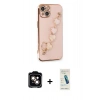 MARSİLYAN™- iPhone 14 Kılıf Nova Işık Prime - Şeffaf Pasifik Cam Ekran Koruyucu + PVD Metal Kamera Lens - TU