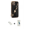 MARSİLYAN™- iPhone 14 Kılıf Nova Işık Prime - Şeffaf Pasifik Cam Ekran Koruyucu + Yeşil Diamond Kamera Lens