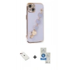 MARSİLYAN™- iPhone 14 Kılıf Nova Işık Prime - Şeffaf Royal Nano Ekran Koruyucu + Diamond Kamera Lens - KI