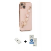 MARSİLYAN™- iPhone 14 Kılıf Nova Işık Prime - Şeffaf Royal Nano Ekran Koruyucu + Diamond Kamera Lens - SABE