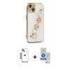 MARSİLYAN™- iPhone 14 Kılıf Nova Işık Prime - Şeffaf Royal Nano Ekran Koruyucu + Shine Kamera Lens - KI