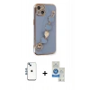 MARSİLYAN™- iPhone 14 Kılıf Nova Işık Prime - Şeffaf Royal Nano Ekran Koruyucu + Mavi Shine Kamera Lens