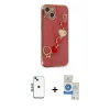 MARSİLYAN™- iPhone 14 Kılıf Nova Işık Prime - Şeffaf Royal Nano Ekran Koruyucu + Mavi Shine Kamera Lens