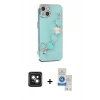 MARSİLYAN™- iPhone 14 Kılıf Nova Işık Prime - Şeffaf Royal Nano Ekran Koruyucu + PVD Metal Kamera Lens - PE