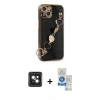 MARSİLYAN™- iPhone 14 Kılıf Nova Işık Prime - Şeffaf Royal Nano Ekran Koruyucu + PVD Metal Kamera Lens - PE