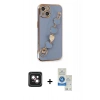 MARSİLYAN™- iPhone 14 Kılıf Nova Işık Prime - Şeffaf Royal Nano Ekran Koruyucu + PVD Metal Kamera Lens - PE