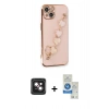 MARSİLYAN™- iPhone 14 Kılıf Nova Işık Prime - Şeffaf Royal Nano Ekran Koruyucu + PVD Metal Kamera Lens - PE