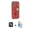 MARSİLYAN™- iPhone 14 Kılıf Nova Işık Prime - Şeffaf Royal Nano Ekran Koruyucu + PVD Metal Kamera Lens - PE