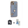 MARSİLYAN™- iPhone 14 Kılıf Nova Işık Prime - Şeffaf Royal Nano Ekran Koruyucu + PVD Metal Kamera Lens - SH