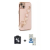 MARSİLYAN™- iPhone 14 Kılıf Nova Işık Prime - Şeffaf Royal Nano Ekran Koruyucu + PVD Metal Kamera Lens - SH