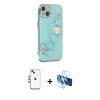 MARSİLYAN™- iPhone 14 Kılıf Nova Işık Prime - Siyah 3D Antistatik Cam Ekran Koruyucu + Shine Kamera Lens - GI