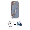 MARSİLYAN™- iPhone 14 Kılıf Nova Işık Prime - Siyah 3D Antistatik Cam Ekran Koruyucu + Shine Kamera Lens - GD
