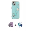 MARSİLYAN™- iPhone 14 Kılıf Nova Işık Prime - Siyah 3D Antistatik Cam Ekran Koruyucu + Raze Metal Kamera Lens - GS