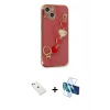 MARSİLYAN™- iPhone 14 Kılıf Nova Işık Prime - Siyah 3D Antistatik Cam Ekran Koruyucu + Diamond Kamera Lens - SABE