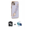 MARSİLYAN™- iPhone 14 Kılıf Nova Işık Prime - Siyah 3D Antistatik Cam Ekran Koruyucu + PVD Metal Kamera Lens - YL