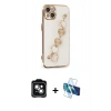MARSİLYAN™- iPhone 14 Kılıf Nova Işık Prime - Siyah 3D Antistatik Cam Ekran Koruyucu + PVD Metal Kamera Lens - YL