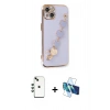 MARSİLYAN™- iPhone 14 Kılıf Nova Işık Prime - Siyah 3D Antistatik Cam Ekran Koruyucu + Shine Kamera Lens - YL