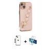 MARSİLYAN™- iPhone 14 Kılıf Nova Işık Prime - Siyah 3D Antistatik Cam Ekran Koruyucu + Shine Kamera Lens - YL