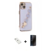 MARSİLYAN™- iPhone 14 Kılıf Nova Işık Prime - Siyah 3D Antistatik Hayalet Cam Ekran Koruyucu + Diamond Kamera Lens - YL