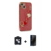 MARSİLYAN™- iPhone 14 Kılıf Nova Işık Prime - Siyah 3D Antistatik Hayalet Cam Ekran Koruyucu + PVD Metal Kamera Lens - SH