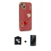 MARSİLYAN™- iPhone 14 Kılıf Nova Işık Prime - Siyah 3D Antistatik Hayalet Cam Ekran Koruyucu + PVD Metal Kamera Lens - MI