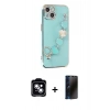 MARSİLYAN™- iPhone 14 Kılıf Nova Işık Prime - Siyah 3D Antistatik Hayalet Cam Ekran Koruyucu + PVD Metal Kamera Lens - MI