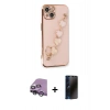 MARSİLYAN™- iPhone 14 Kılıf Nova Işık Prime - Siyah 3D Antistatik Hayalet Cam Ekran Koruyucu + Raze Metal Kamera Lens - GS